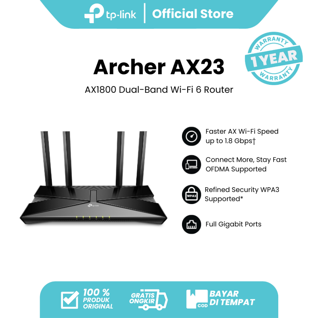Jual TP-Link Archer AX23 | AX1800 WiFi 6 Router | Dual Band | Gigabit ...