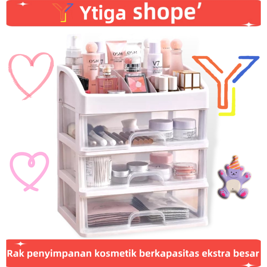 Jual Rak Kosmetik 3 Susun dengan Laci Kotak Tempat Make Up Multifungsi ...
