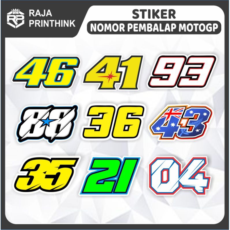 Jual Sticker Stiker Nomor Pembalap MOTOGP / Stiker Nomor MOTOGP ...
