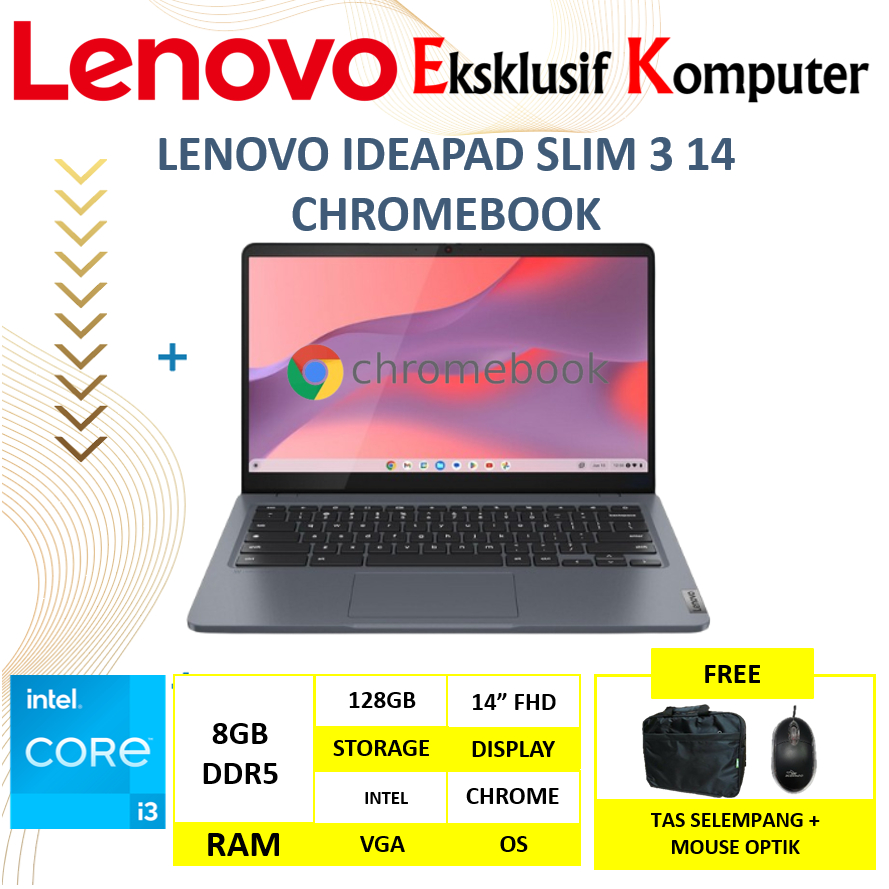 Lenovo IdeaPad Slim 3i Chromebook Intel Core i3 N305 8GB DDR5 128GB 14
