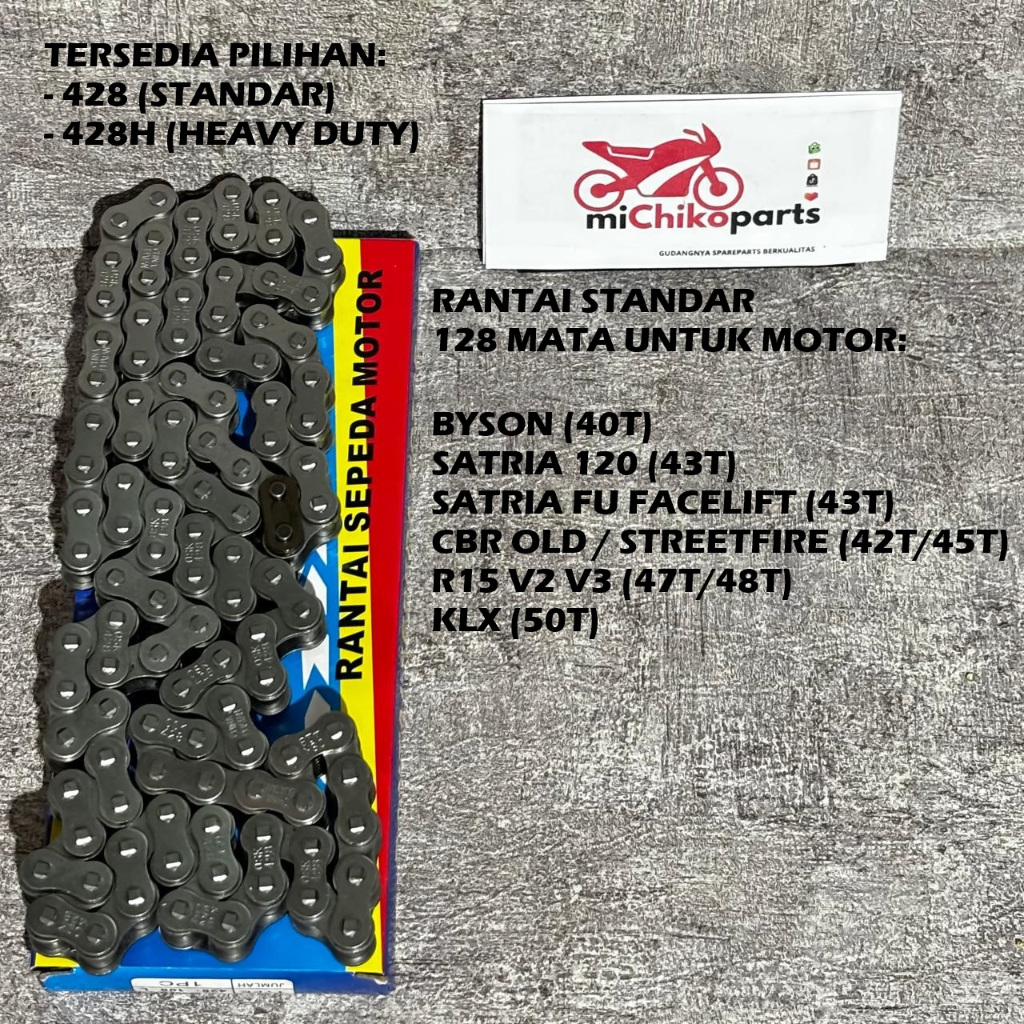 Jual Rantai Rante Gear Roda 428 atau 428H - 128 Byson Karbu Injeksi ...