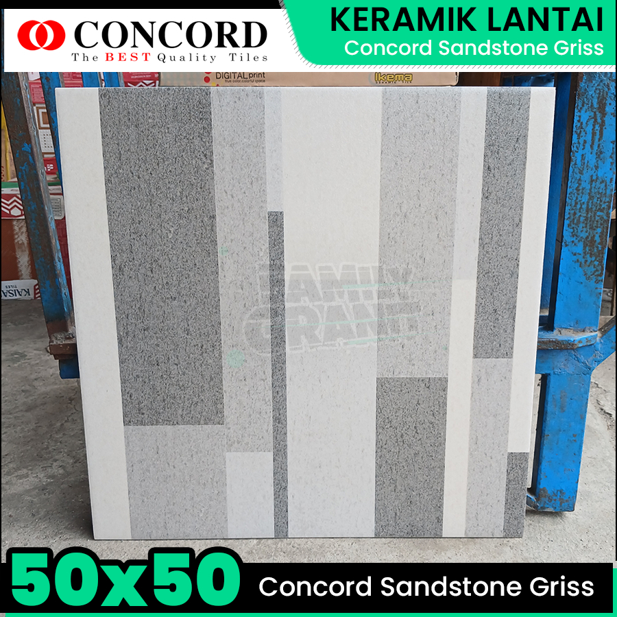 Keramik Kasar 50x50 Concord Sandstone Griss Teras / Garasi / Carport Matte