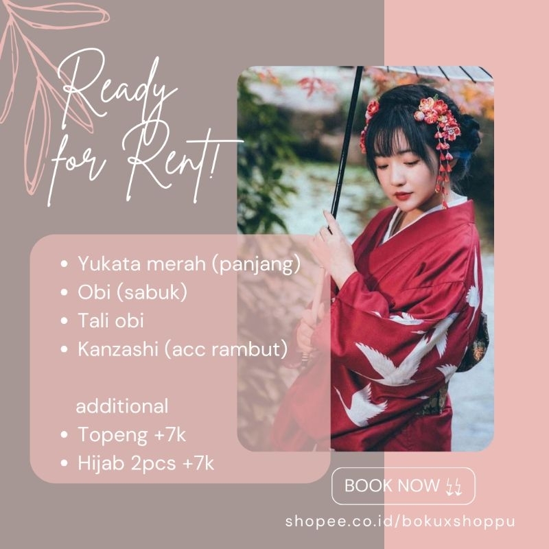 Jual SEWA / RENTAL YUKATA MERAH | Shopee Indonesia