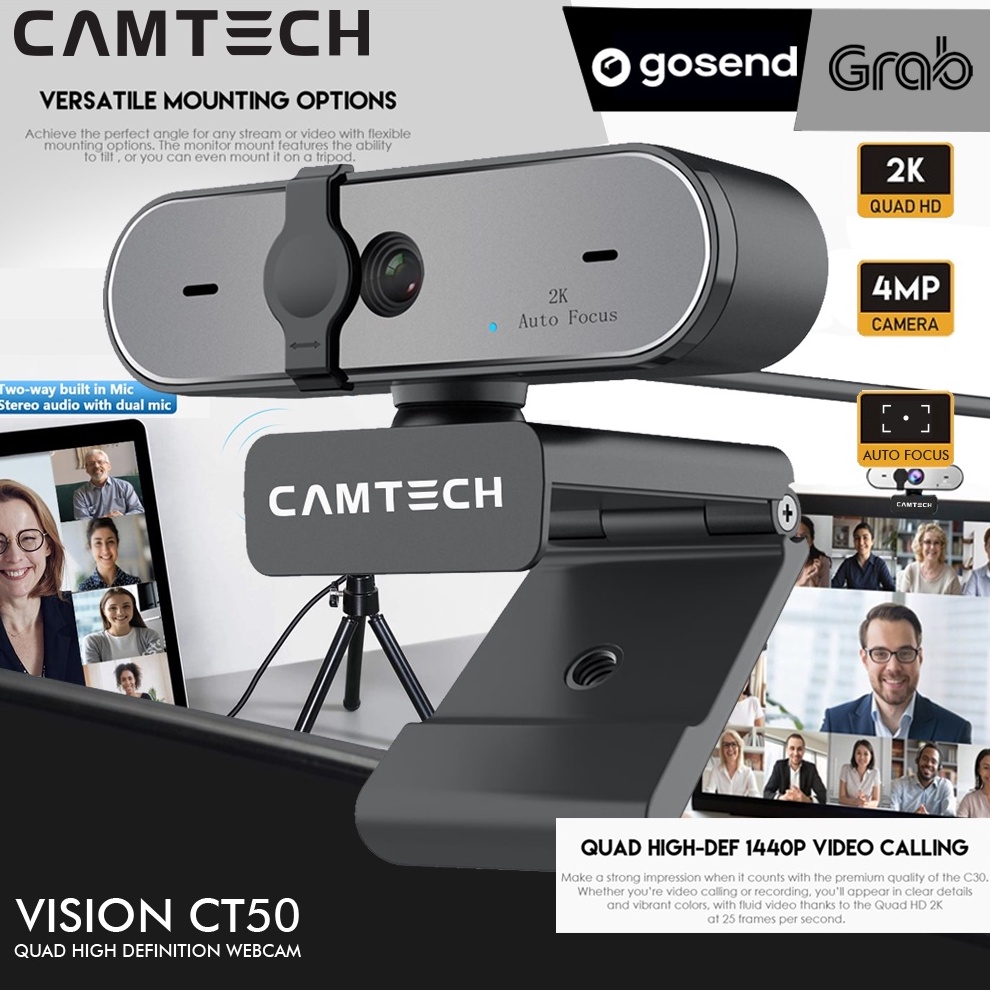 Jual CAMTECH Webcam 2K 4MP CT5 QHD 144P With Auto Focus Auto White ...