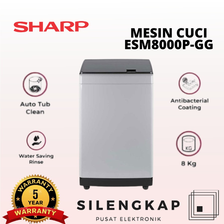 Jual MESIN CUCI 1 TABUNG 7.5 KG SHARP ES-F950-GY GARANSI RESMI | Shopee ...