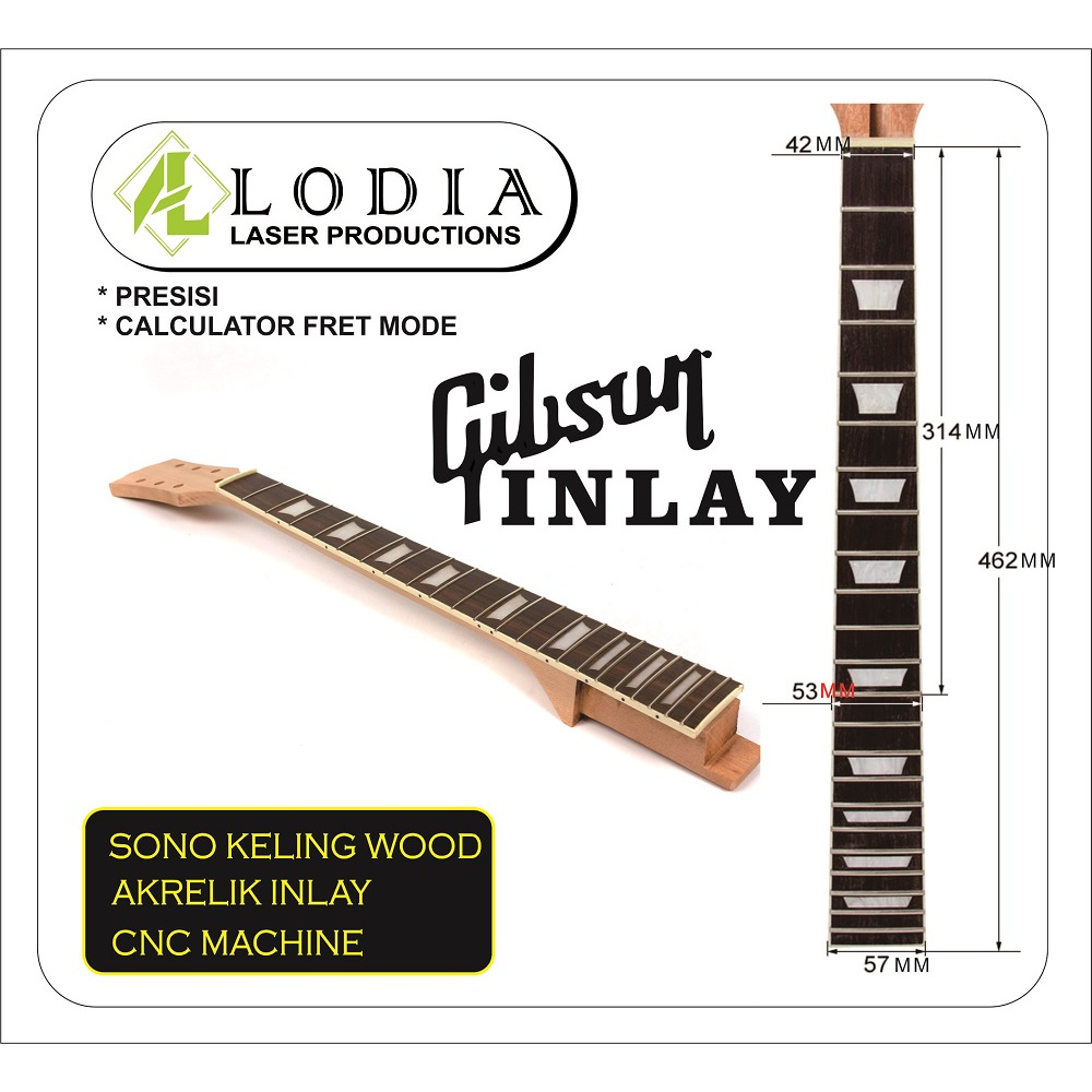 Jual FRETBOAR /FINGERBOARD INLAY / GITAR GIBSON KAYU SONO KELING WOOD ...