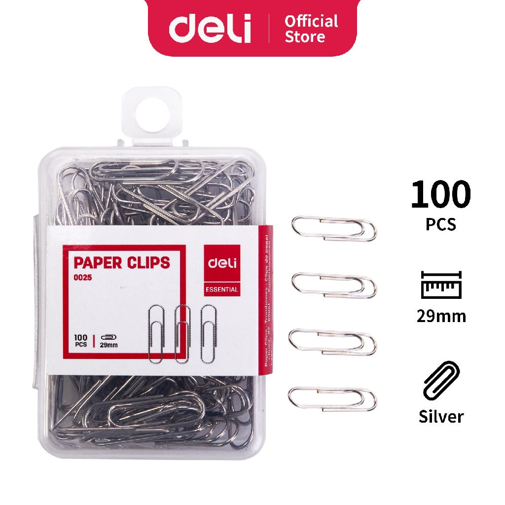 Jual Deli E0025 Office Consumable/Paper Klip Paper Clips 29mm | Shopee ...