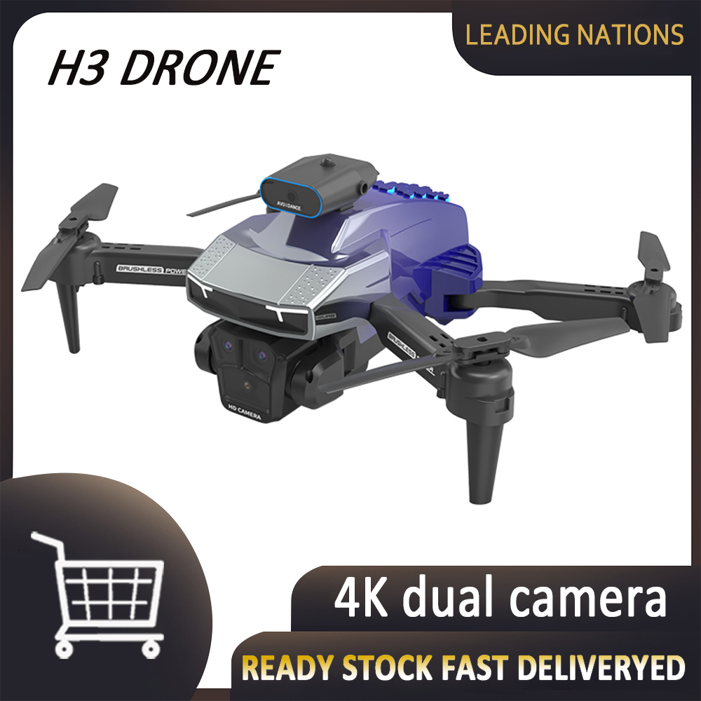 Drone H3, penampilan tampak cantik, sensor penghindaran, kamera dua 4K,  hover stabil, 360 ° flip, pemberian hadiah, mainan anak