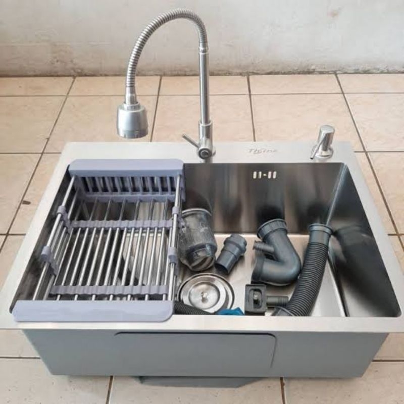 kitchen sink 6045 stainless JKM Loonginc paket komplit set