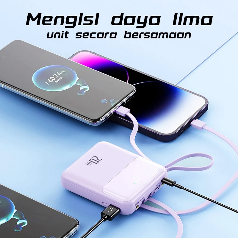 DX269 Mini size Powerbank 20W with 4 cable fast charging LED Display 10000mAh