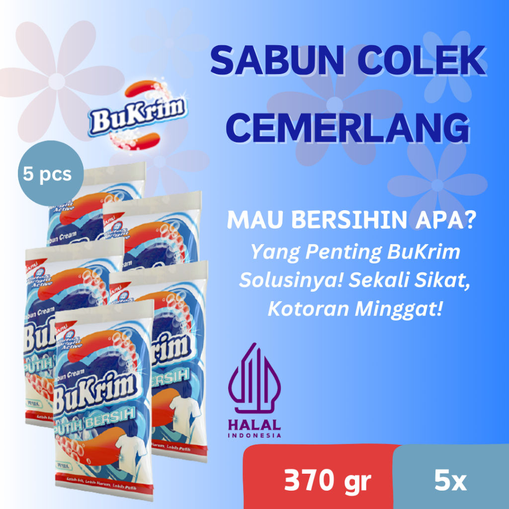 Jual Sabun Colek Bukrim Putih Bersih Cemerlang 370gr - 5 Pcs | Shopee ...