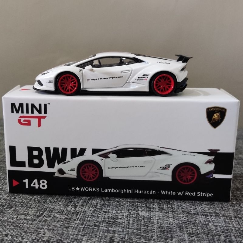 Jual Mini GT 148 LBWK Lamborghini Huracan White Red Stripes UNSEALED ...