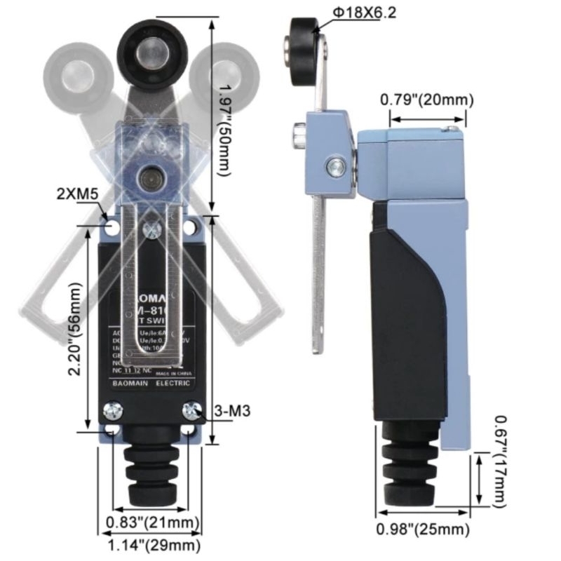 Jual Limit Switch TZ-8108 Rotary Loller Arm Momentary Limit Switch ...