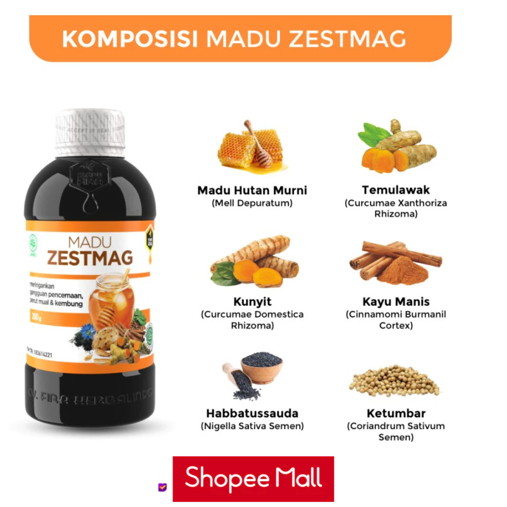 Madu Zestmag 280gr madu herbal untuk maag dan asam lambung dengan bahan alami