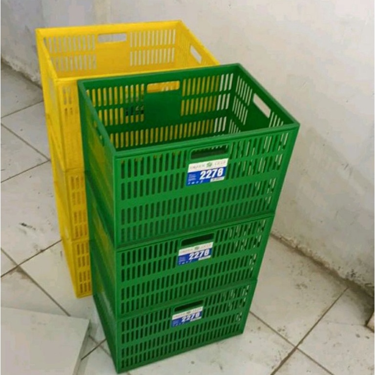 Jual KODE Q35V 39x28x25 Box Container Green Leaf 2278 Plastik Keranjang ...