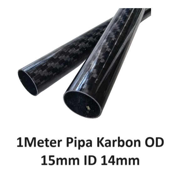 Jual 1M 100cm Carbon Tube Pipa Karbon Diameter OD 15mm ID 14mm 3K