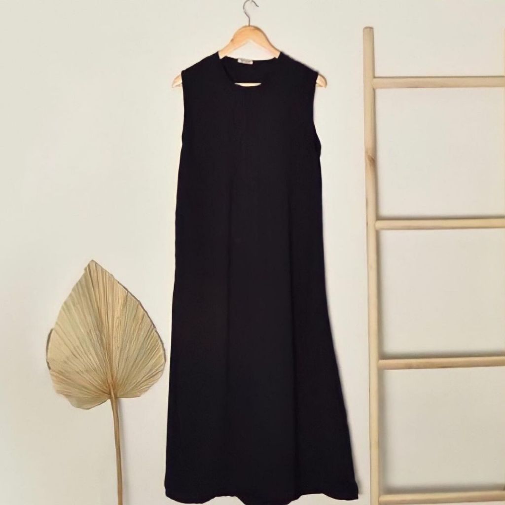 Jual INNER DRESS POLOS TANPA LENGAN KNIT PREMIUM KHUSUS HITAM | Shopee ...