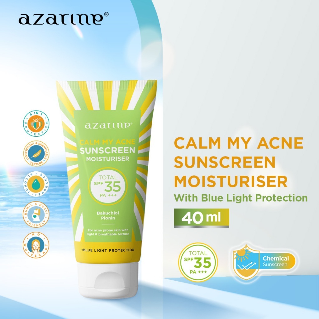 Jual Azarine Calm My Acne Sunscreen Moisturiser SPF35 PA+++ [LOLOS UJI ...