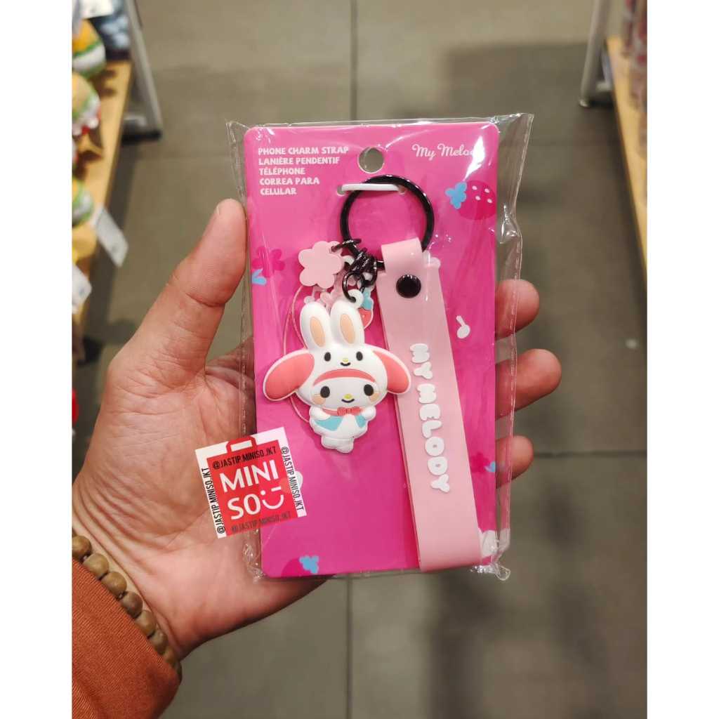 MINISO x SANRIO 🆕 Gantungan Kunci Cute Phone Charm Strap HELLO KITTY  MY MELODY KUROMI CINNAMOROLL