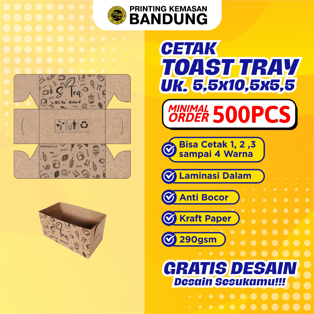 Jual CUSTOM CETAK Toast Box Bread TakeAway Paper Tray Dus Kemasan Roti ...