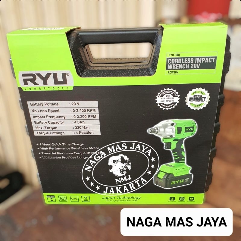 Jual RYU RCW 20V CORDLESS IMPACT WRENCH / ALAT PEMBUKA BAUT BATERAI RYU ...