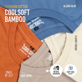 Kaos Polos COTTON BAMBOO 100 COOLSOFT Ringspun Katun Bambu Reaktif Pendek Pria Wanita