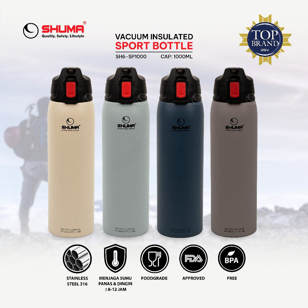 Jual SHUMA S/S 316 Vacuum Sport Bottle 1000 ML | Shopee Indonesia