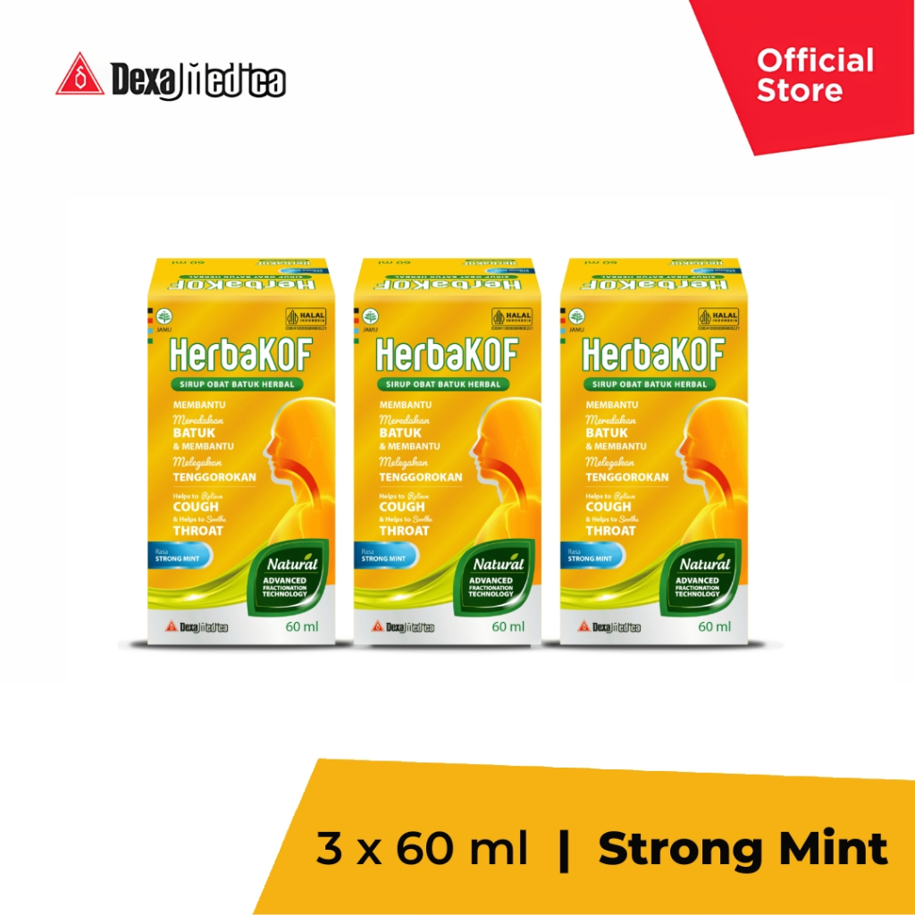 Jual Herbakof Sirup Obat Batuk Rasa Strong Mint 60 ml - Triple Pack ...