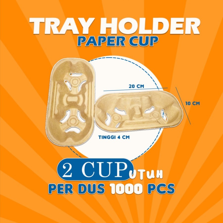 Jual Tray Paper Drink Holder 2 Cup Tidak Bisa Di Belah Tatakan Minuman ...