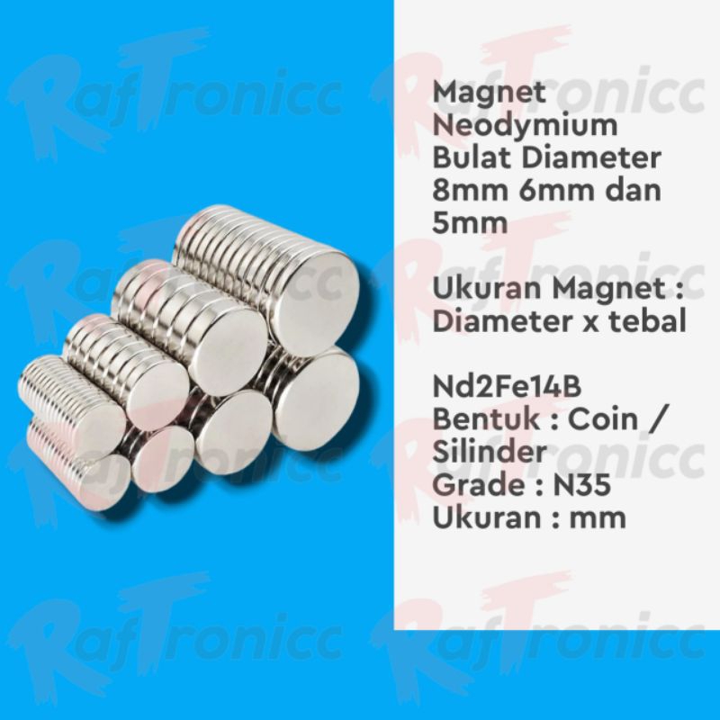 Jual Magnet Neodymium Bulat Diameter 8mm 6mm dan 5mm | Shopee Indonesia