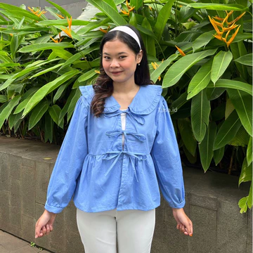 Tasa.Id Atasan Wanita Coquette Tangan Panjang Blouse Korea Ribbon Top Y2k Baju Tali
