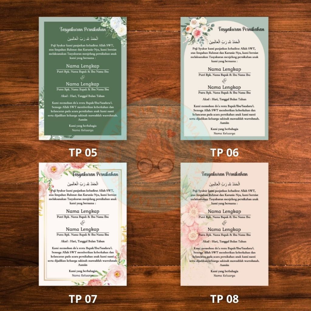 Jual Kartu Tasyakuran Pernikahan Aesthetic & Stiker Tasyakuran ...