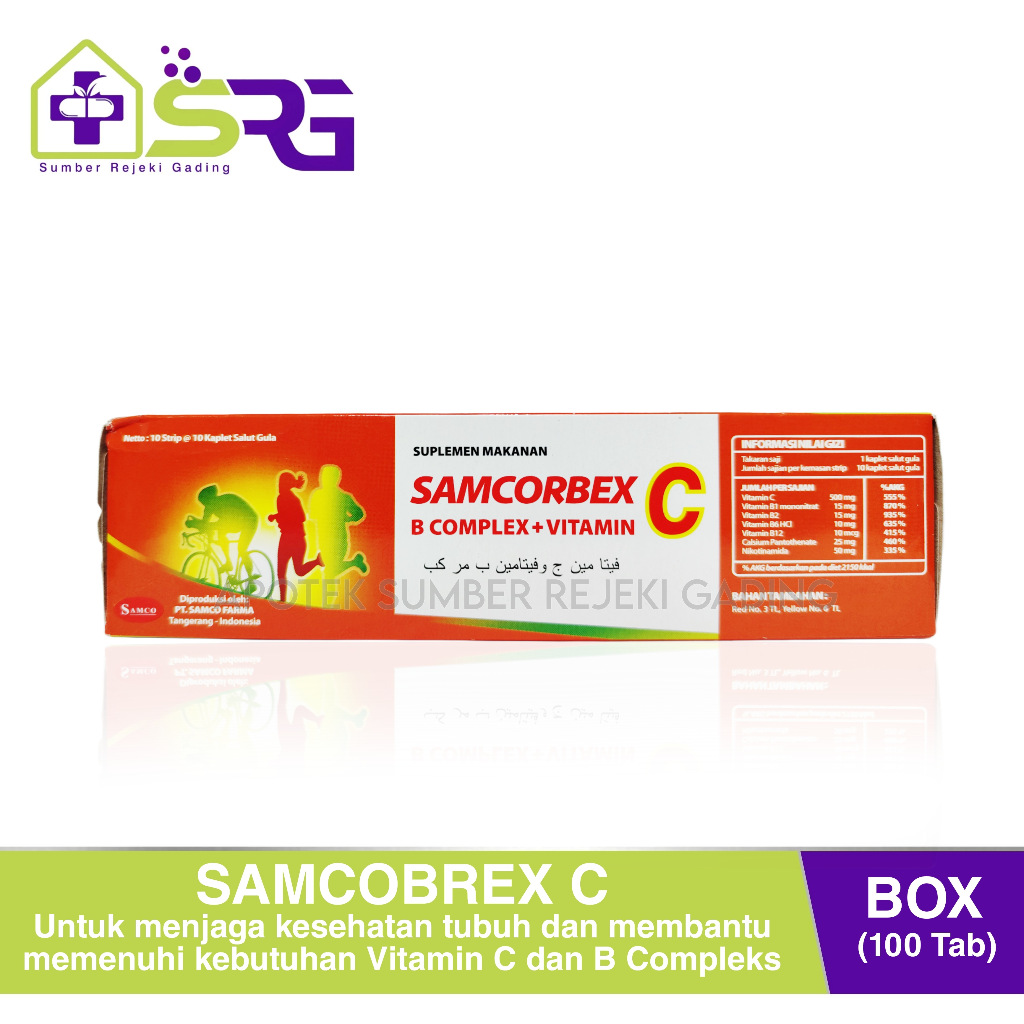 Jual Samcorbex BOX 10 Strip (Isi 100 Tablet) - Vitamin C | B Complex ...