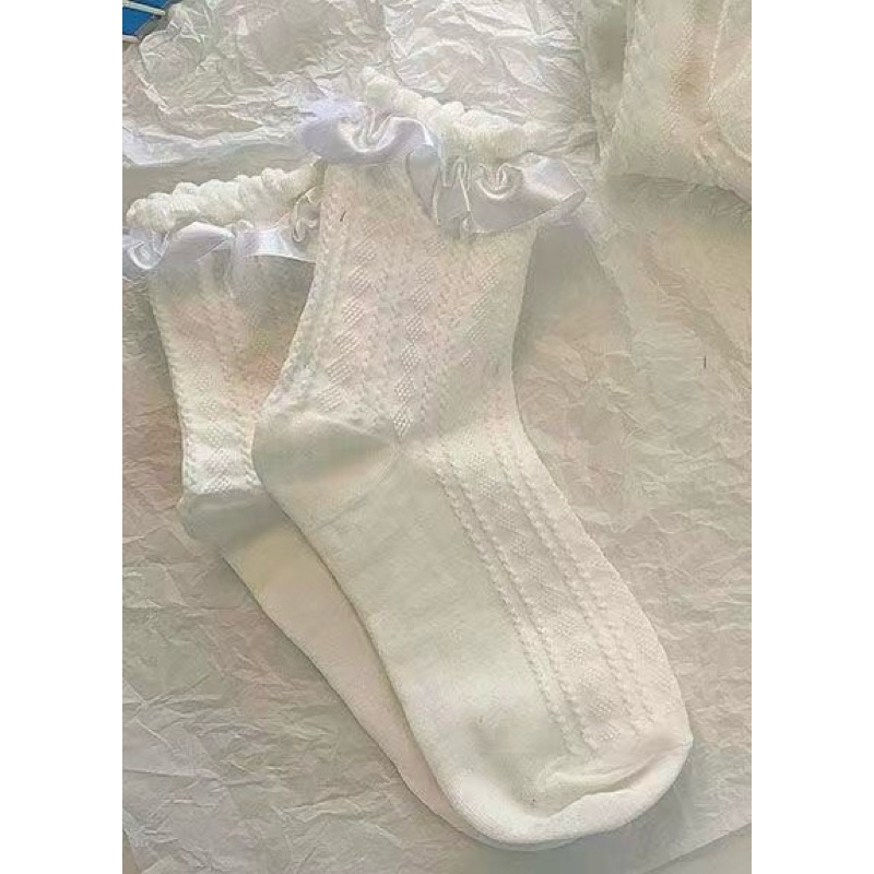 Jual KK03 Kaos Kaki Rumbai Pita Satin Sekolah Japanese Putih Lolita ...