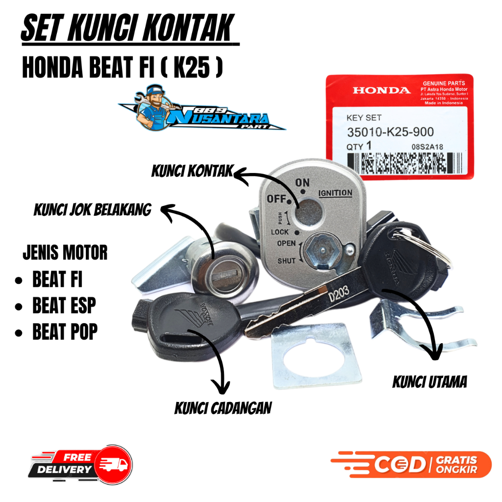 Jual KUNCI KONTAK KEY SET BEAT F1 / BEAT POP / BEAT ESP / KULITAS ...