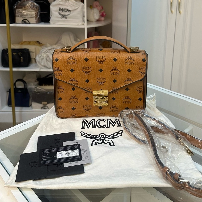 Jual MCM Authentic Patricia Visetos Satchel Metis Sling Bag Tas Wanita Branded Preloved Shopee Indonesia