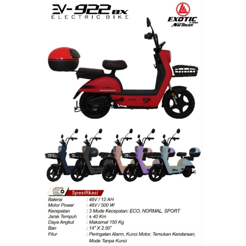 Jual Sepeda listrik / Ebike Exotic EV-922 BX box belakang By Pacific ...