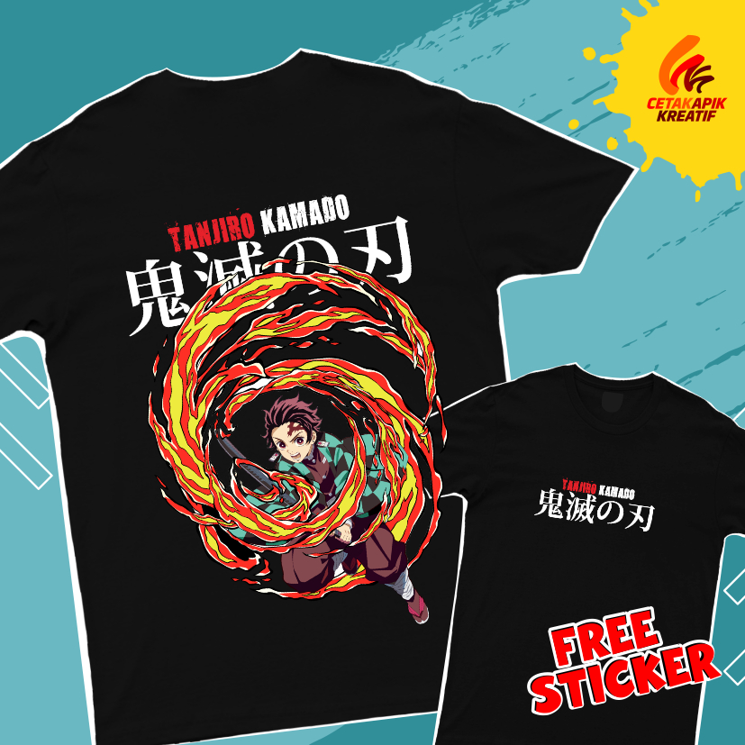 Jual (free sticker)Tanjiro Kamado On FIre Demon Slayer Kimetsu No Yaiba ...
