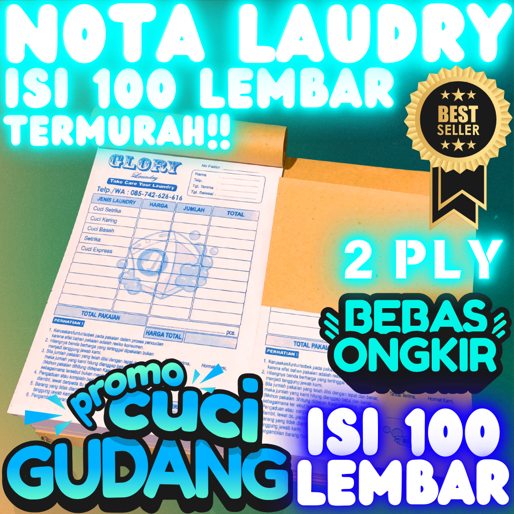 Jual Cetak Nota Laundry Custom 2 Ply Isi 100 Lembar Per-Buku Gratis ...