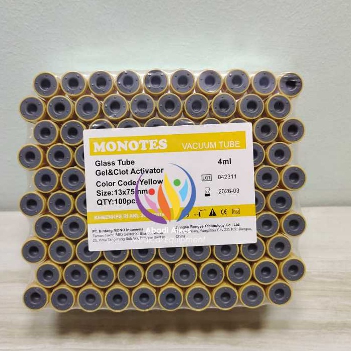 Jual TABUNG VACCUM TUBE GEL CLOTH ACTIVATOR GLASS 4 ML | MONOTES ...