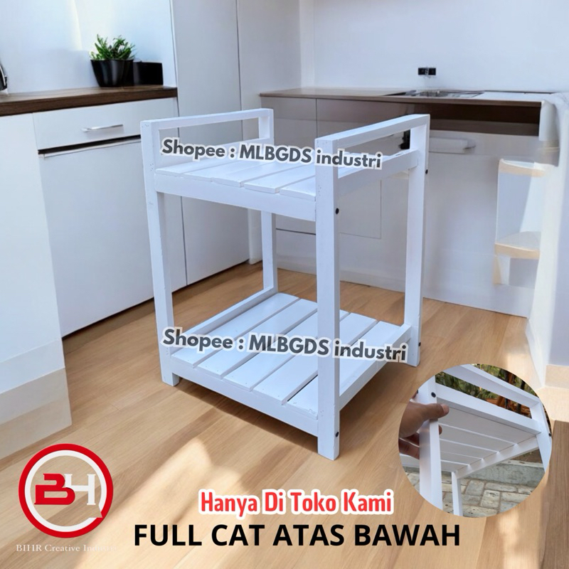 Jual Meja Dispenser Galon Rak Kayu Finishing Cat Putih Rak Rice Cooker ...