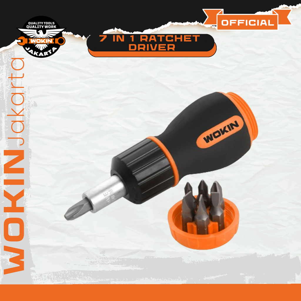 Jual Obeng Ratchet Wokin 7 in 1 | 7in1 Ratchet Driver Wokin ...