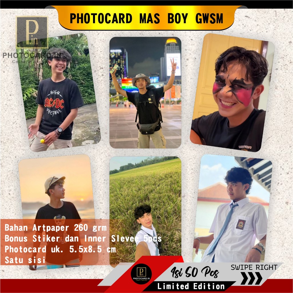 Jual Photocard Mas Boy GWSM isi 50 pcs (Free Stiker dan Inner Slevee