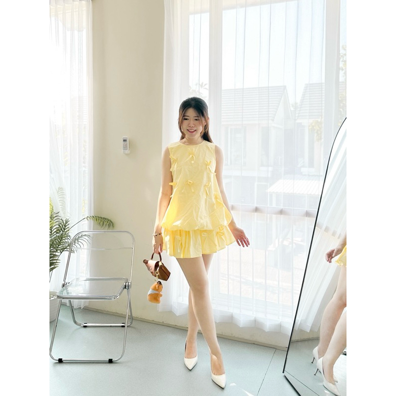 Jual BIBI SET korean ribbon set (top ballon and tennis skort) | Shopee ...