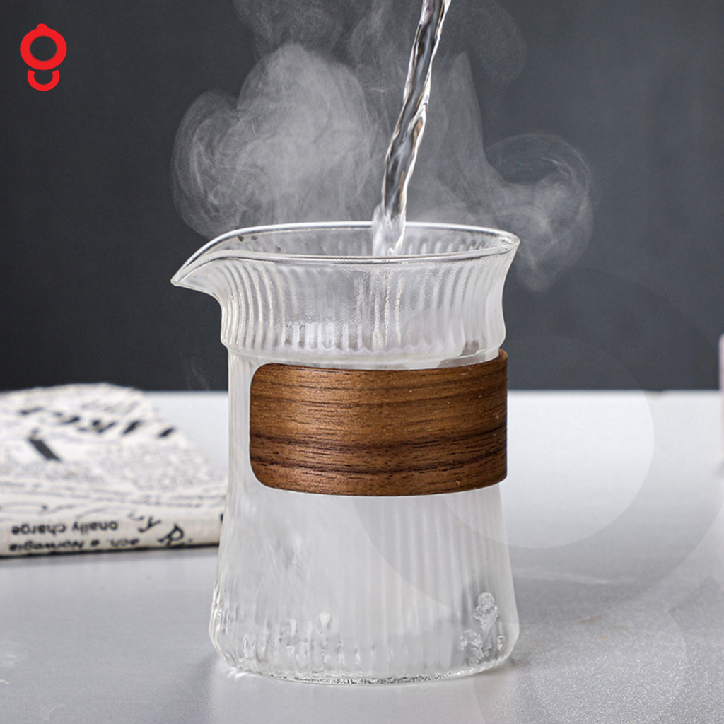 Jual Ganghan Gelas Server Kopi V60 Teh 300ml Walnut Sleeve Japanese ...