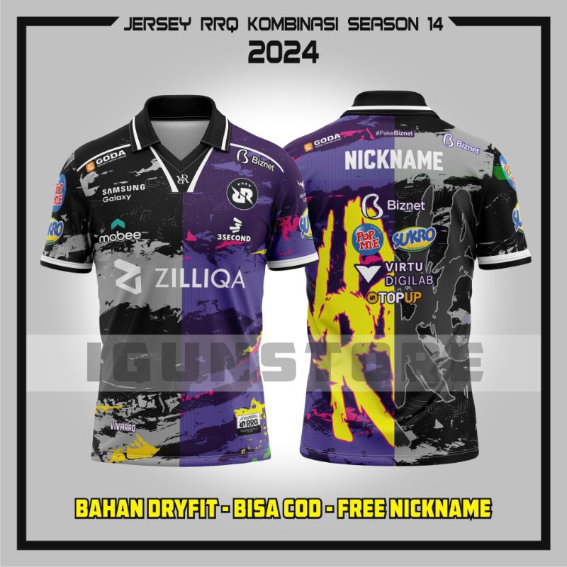Jual JERSEY RRQ SEASON 14 KOMBINASI 2024 FULL PRINTING BISA GANTI NAMA ...