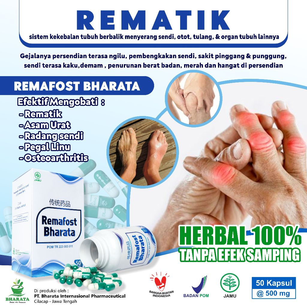 Jual Obat Herbal Rematik Asam Urat Nyeri Sendi REMAFOST BHARATA ...