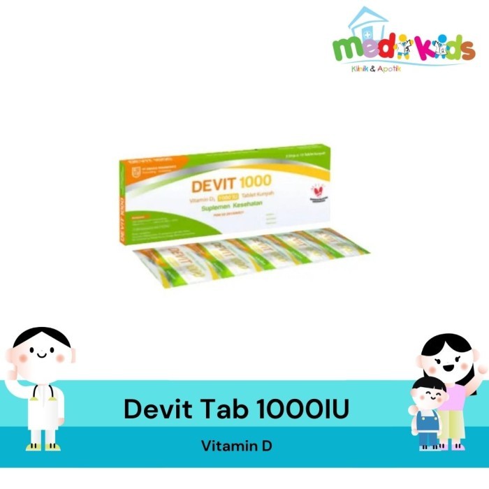 Jual Vitamin D3 DEVIT 1000 IU Tablet Kunyah - Box (30's) | Shopee Indonesia
