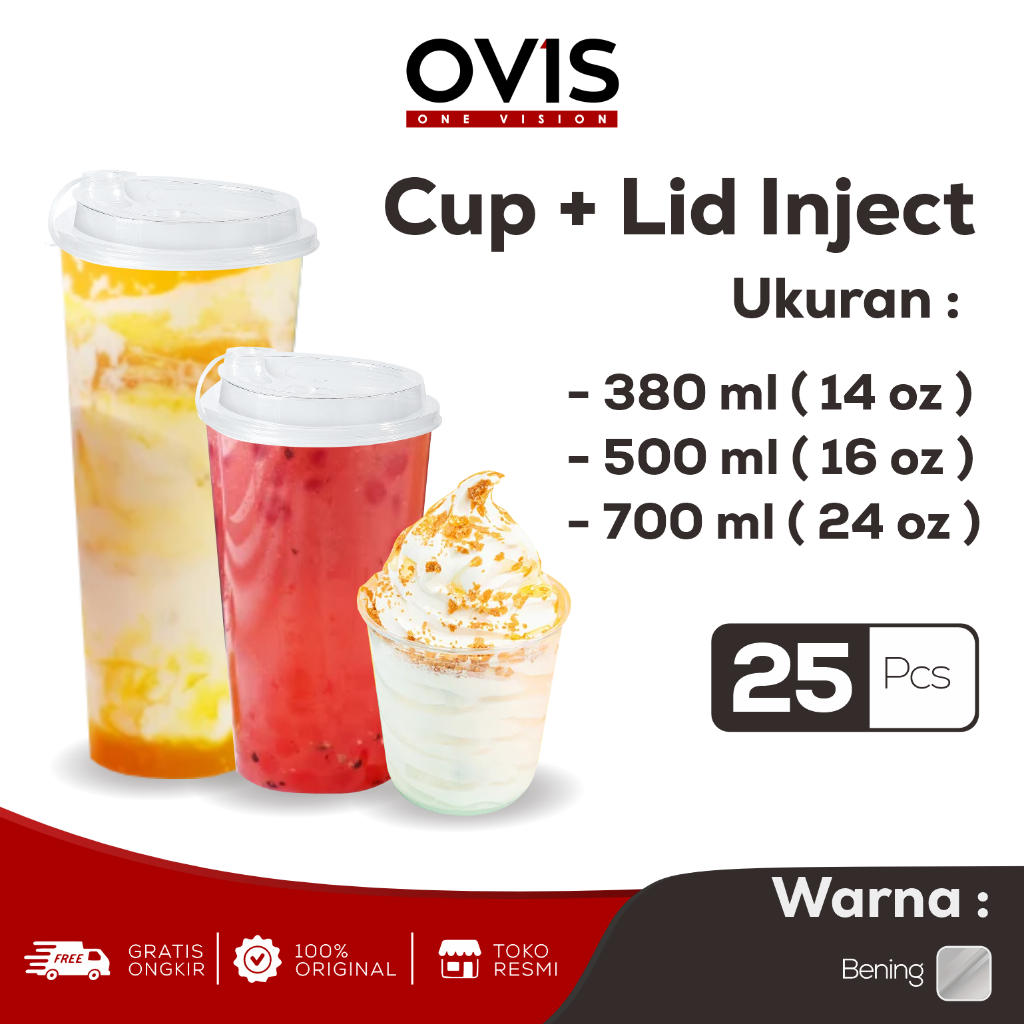 Jual Gelas Cup Inject Plastik PP Bening Tebal 380 ml 14 oz 500 ml 16 oz ...