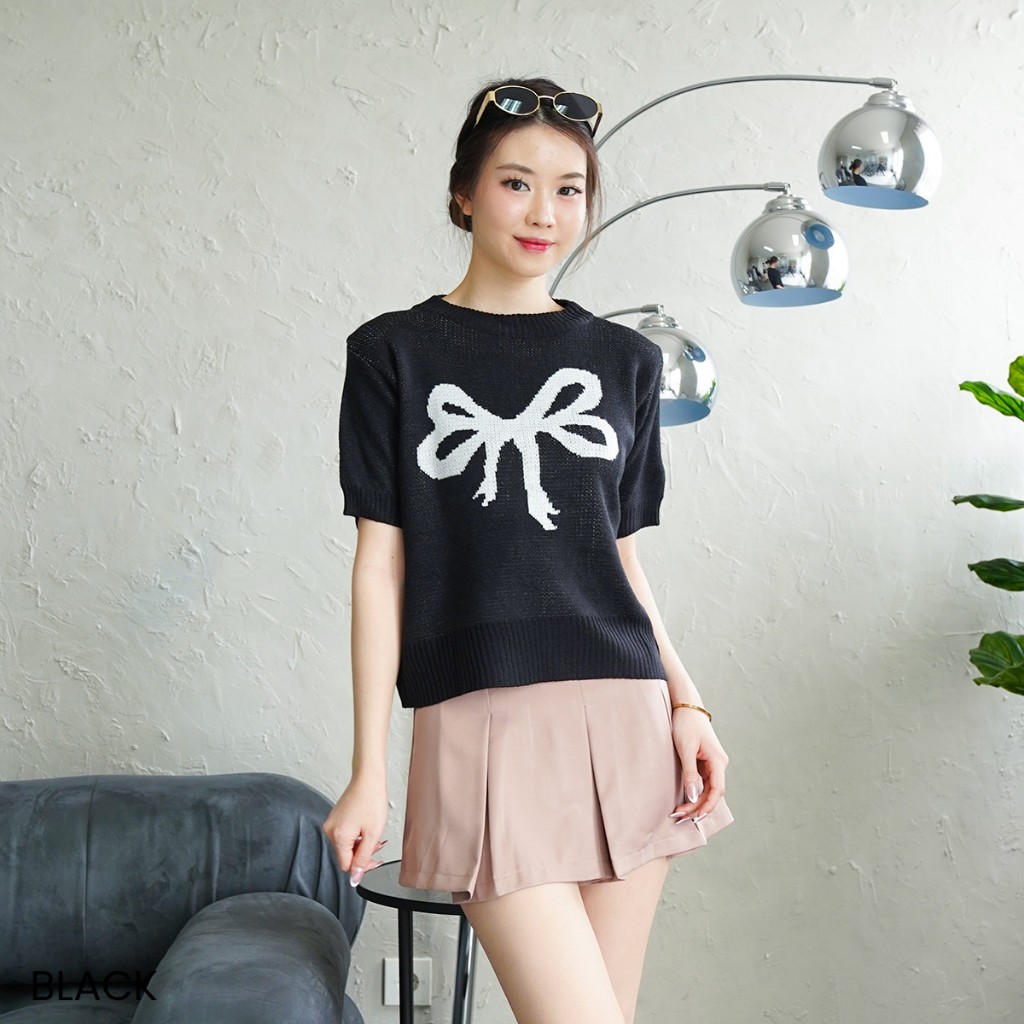 Jual Coquette Bow Knit Crop Top Rajut Atasan Gambar Pita - CG2407 ...